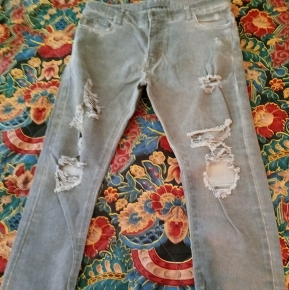 Zara Man Sz 32 Desteoyed Slim Jeans - Picture 1 of 3
